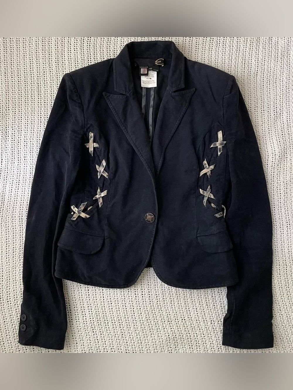 Vintage 90s Just Cavalli by Roberto Cavalli Black Cotton Blazer Sz 42